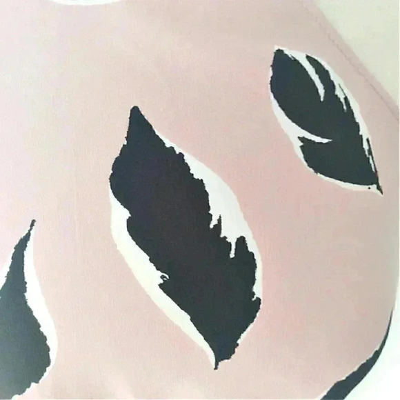 Loft Dusty Rose Black Leaf Print Drawstring Waist Sleeveless Midi Dress - Picture 5 of 9